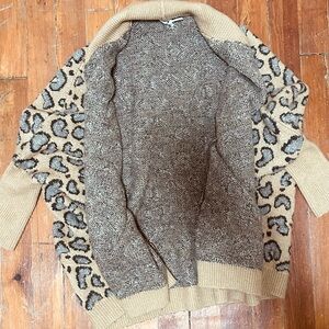 Leopard Print Tan and Brown Women's Sweater